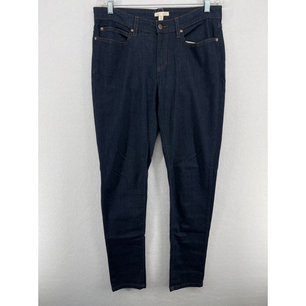 EILEEN FISHER Jeans 10 Stretch Organic Cotton Denim Skinny 5 Pocket Blue USA